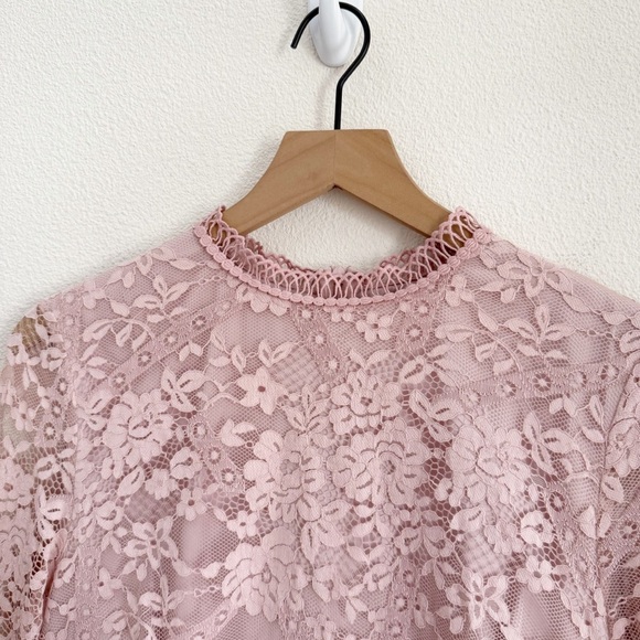Rachel Parcell Cambridge Long Sleeve Lace Dress Pink Size Large - Picture 4 of 8